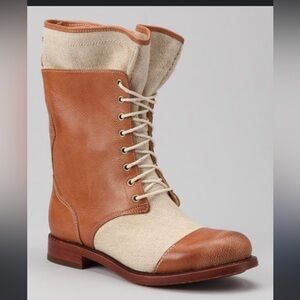 Timberland Leather Canvas Boots Lace Up Size 5 Womens Lucille